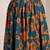 Teal floral printed cotton flared maxi skirt for women