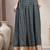 Black floral printed cotton flared maxi skirt for women