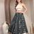 Black floral printed cotton flared maxi skirt for women