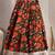 Green floral printed cotton flared maxi skirt for women