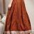Brown color blocked cotton flared maxi skirt for women