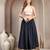 Blue printed cotton flared maxi skirt for women