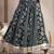 Black floral printed cotton flared maxi skirt for women