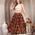 Green floral printed cotton flared maxi skirt for women