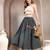 Black floral printed cotton flared maxi skirt for women