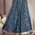 Blue floral printed cotton flared maxi skirt for women