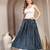 Blue printed cotton flared maxi skirt for women