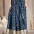 Blue floral printed cotton flared maxi skirt for women