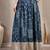 Blue floral printed cotton flared maxi skirt for women