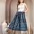 Blue floral printed cotton flared maxi skirt for women