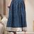 Blue graphic printed cotton flared maxi skirt for women