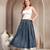 Blue floral printed cotton flared maxi skirt for women