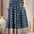 Blue floral printed cotton flared maxi skirt for women