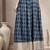 Blue floral printed cotton flared maxi skirt for women