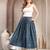 Blue floral printed cotton flared maxi skirt for women