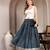 Blue printed cotton flared maxi skirt for women