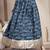 Blue graphic printed cotton flared maxi skirt for women