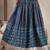 Blue floral printed cotton flared maxi skirt for women