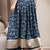 Blue graphic printed cotton flared maxi skirt for women