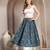 Blue floral printed cotton flared maxi skirt for women