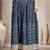 Blue floral printed cotton flared maxi skirt for women