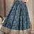 Blue floral printed cotton flared maxi skirt for women