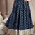 Blue floral printed cotton flared maxi skirt for women