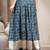 Blue floral printed cotton flared maxi skirt for women