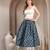 Blue graphic printed cotton flared maxi skirt for women