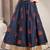 Multicolor graphic printed cotton flared maxi skirt for women
