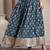 Blue graphic printed cotton flared maxi skirt for women
