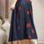 Multicolor graphic printed cotton flared maxi skirt for women