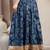 Blue floral printed cotton flared maxi skirt for women