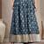 Blue graphic printed cotton flared maxi skirt for women