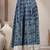 Blue floral printed cotton flared maxi skirt for women