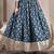 Blue graphic printed cotton flared maxi skirt for women