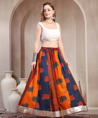 Multicolor color blocked cotton flared maxi skirt for women 1
