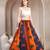 Multicolor color blocked cotton flared maxi skirt for women