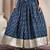Blue graphic printed cotton flared maxi skirt for women