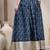 Blue graphic printed cotton flared maxi skirt for women