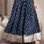 Blue graphic printed cotton flared maxi skirt for women