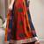 Multicolor color blocked cotton flared maxi skirt for women