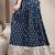 Blue graphic printed cotton flared maxi skirt for women
