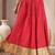 Red printed cotton flared maxi skirt for women