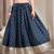 Blue floral printed cotton flared maxi skirt for women