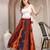 Multicolor color blocked cotton flared maxi skirt for women