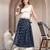 Blue graphic printed cotton flared maxi skirt for women