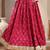 Red floral printed cotton flared maxi skirt for women