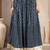 Blue floral printed cotton flared maxi skirt for women