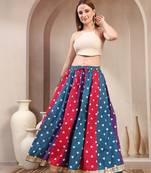 Multicolor color blocked cotton flared maxi skirt for women